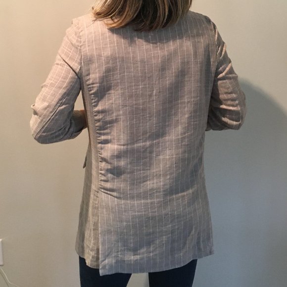 Beige Linen Blend Blazer - Picture 7 of 11